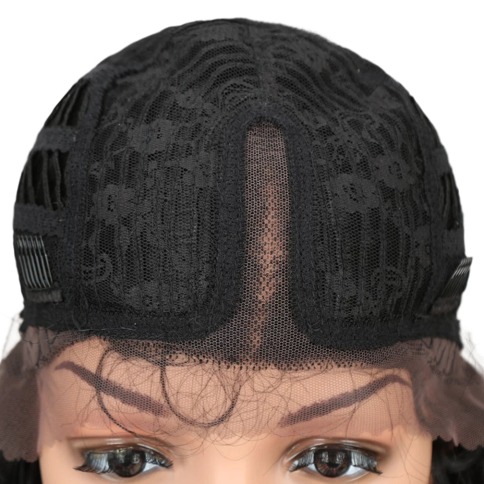 Peruca Visinie, par mediu drept, cu front lace, fara breton, 40 cm