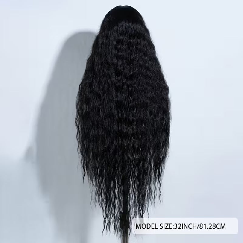 Peruca Neagra lunga, fara breton, par ondulat, 81 cm