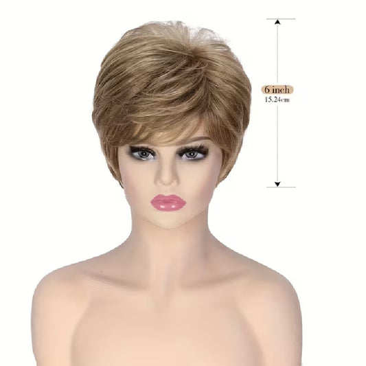 Peruca scurta Blond inchis, par drept