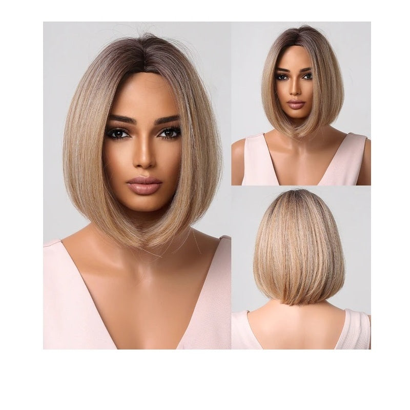 Peruca Blond Miere, model bob, par drept, fara breton