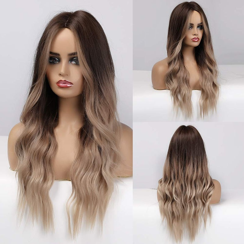 Peruca Saten cu Blond Miere, par lung ondulat, fara breton, 65 cm