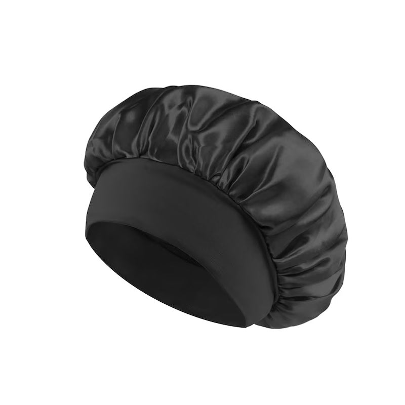 Boneta de noapte Neagra, pentru par, satin