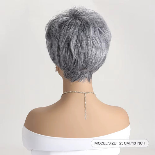 Peruca scurta Gri argintiu, par drept