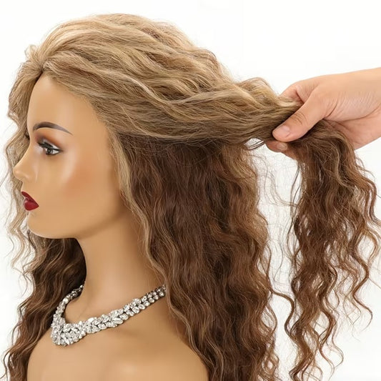 Peruca Saten deschis Ombre, lunga creata, fara breton, 71 cm