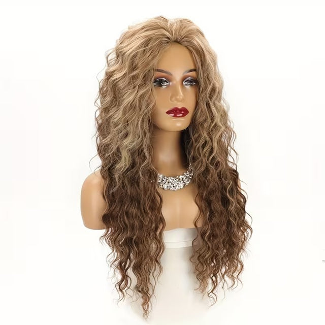 Peruca Saten deschis Ombre, lunga creata, fara breton, 71 cm