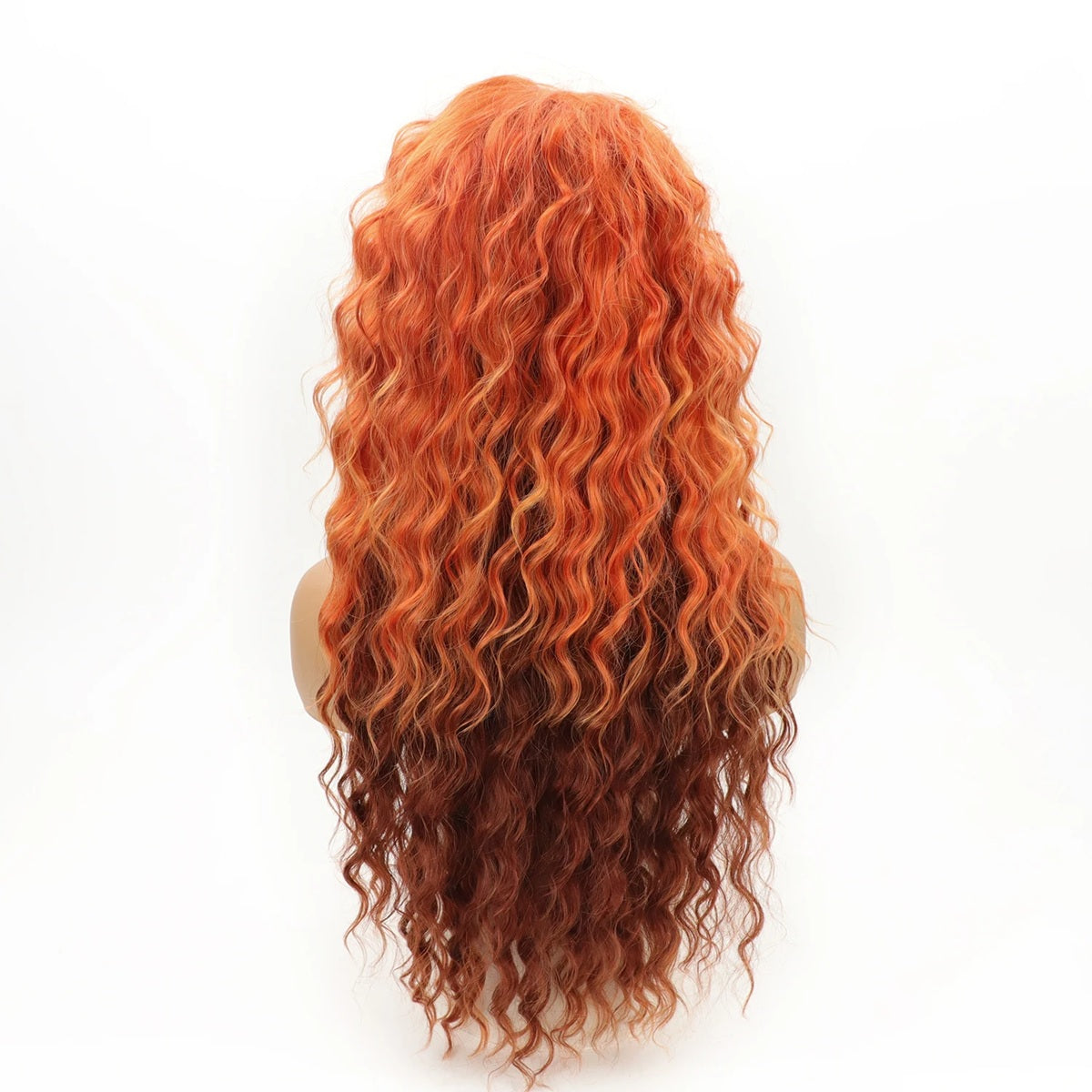 Peruca Orange Ombre, lunga creata, fara breton, 65 cm