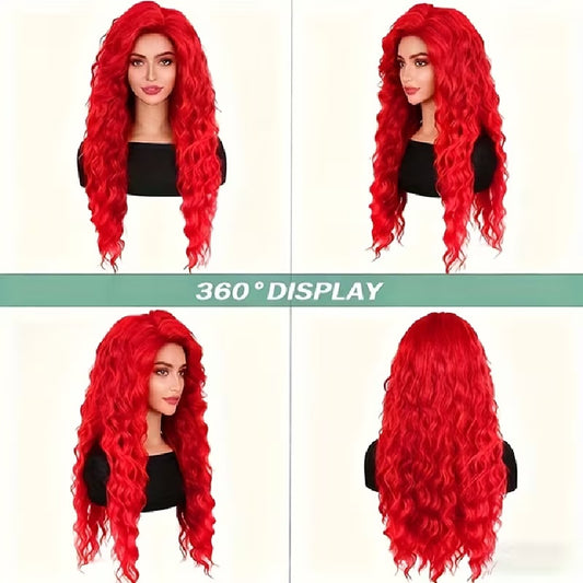 Peruca Roscata, lunga creata, fara breton, bufanta, 70 cm