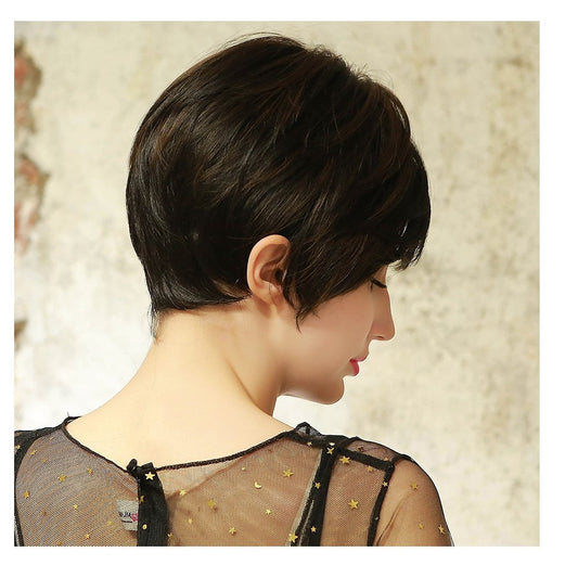 Peruca scurta Saten suvitat, par drept