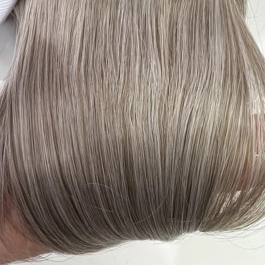 Peruca Blond Gri suvitat, model bob, cu sapca, par drept, fara breton, 36 cm