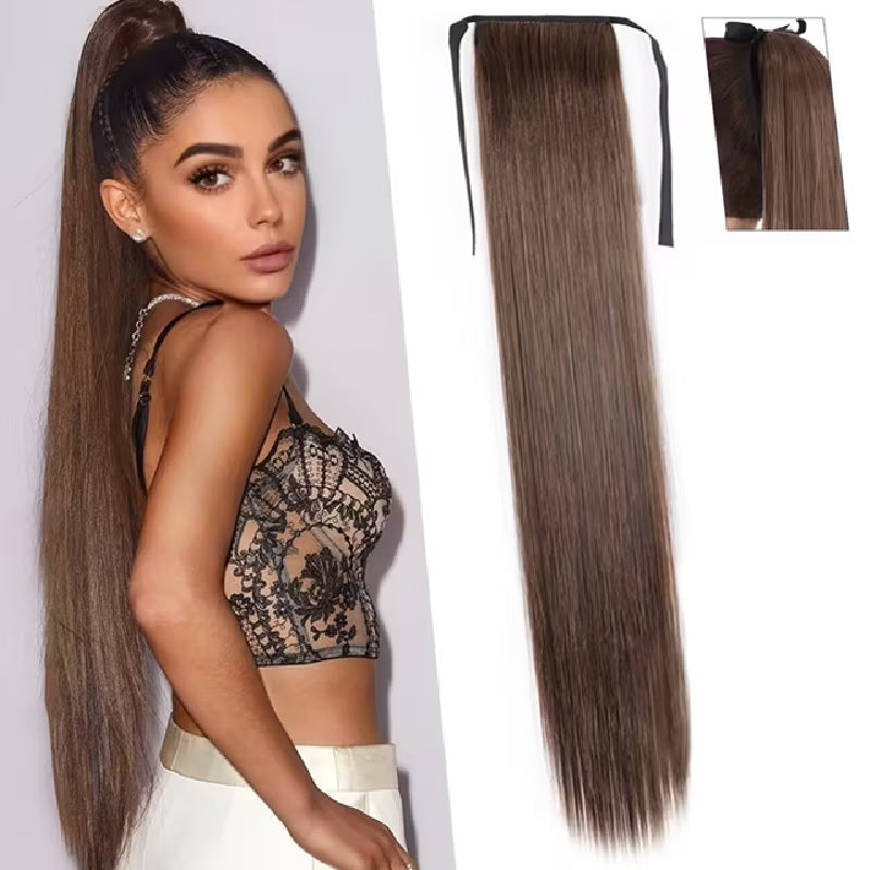 Coada par Saten deschis, dreapta, cu 2 panglici, 85 cm