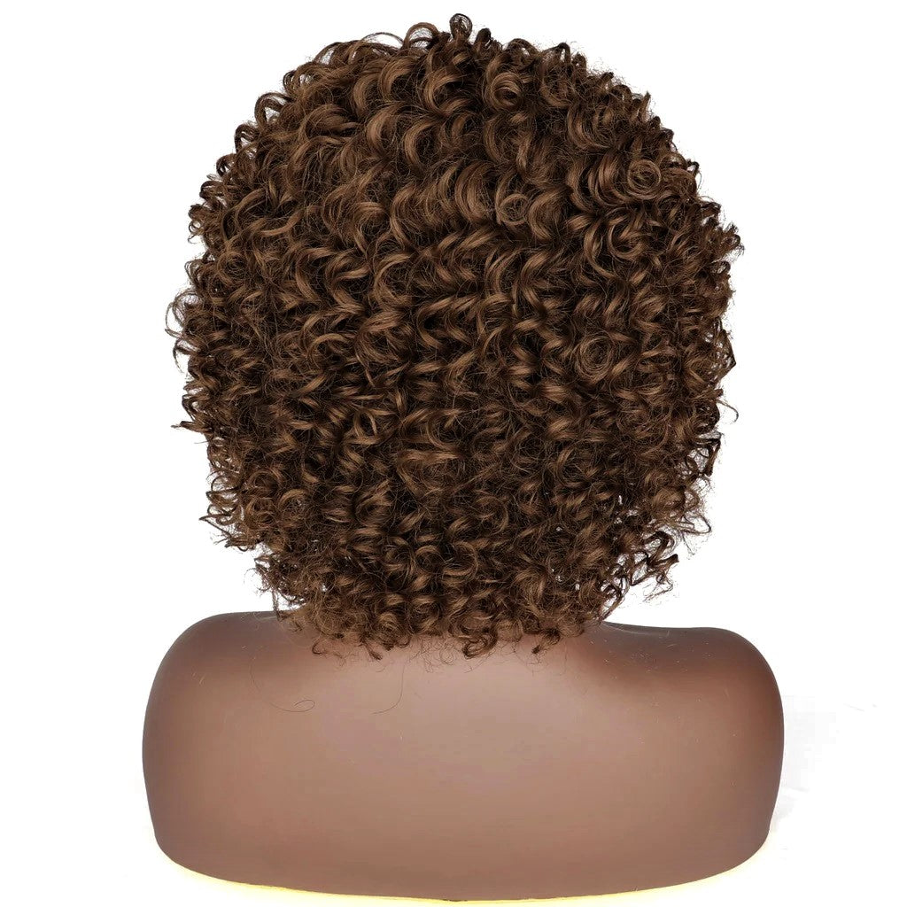 Peruca Saten scurta, afro, creata, fara breton, bufanta