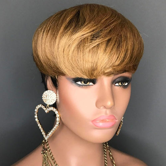Peruca scurta Aramie din par natural, model Pixie, 100% Remy