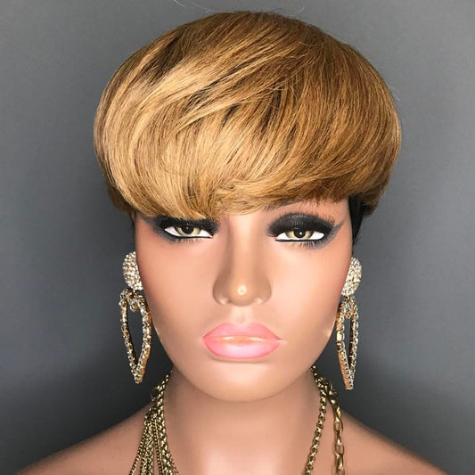 Peruca scurta Aramie din par natural, model Pixie, 100% Remy