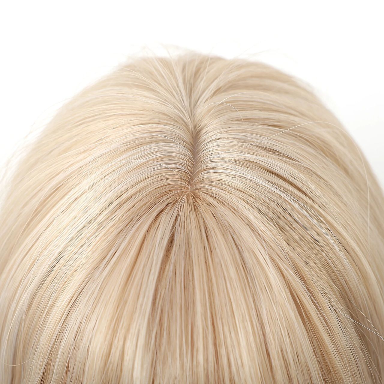 Peruca Blond Cenusiu, par lung drept, cu breton, 50 cm