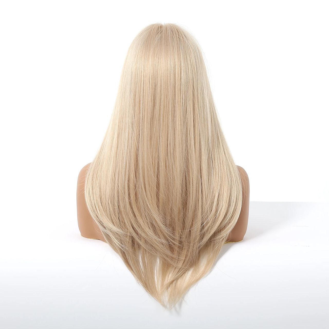 Peruca Blond Cenusiu, par lung drept, cu breton, 50 cm