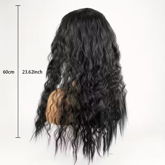 Peruca Neagra, creata, lunga, 60 cm, fara breton