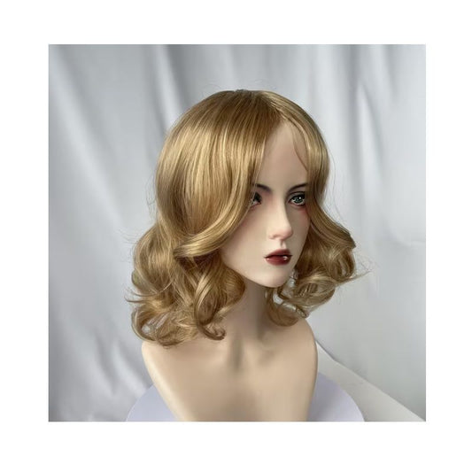 Peruca Blond MIere, par ondulat, fara breton, model pana la baza gatului, 30 cm
