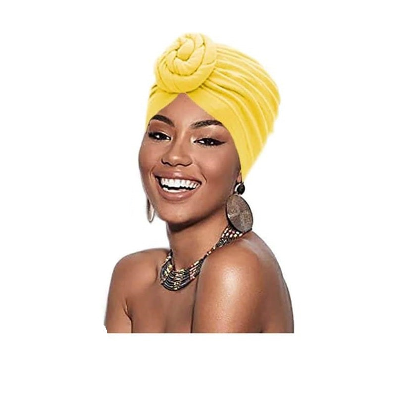 Turban pentru femei, din viscoza, Fashion casual sau post chimioterapie, Galben