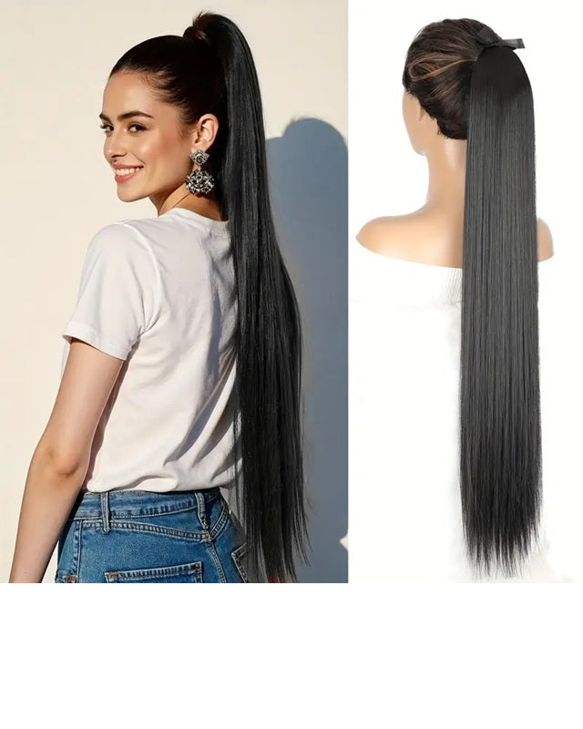 Coada par Neagra dreapta 70 cm, cu 2 panglici
