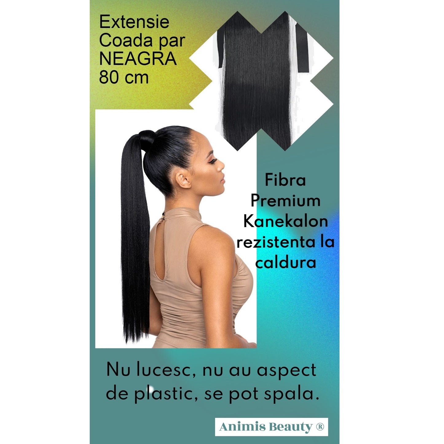 Coada par Neagra, 85 cm, dreapta cu 2 panglici