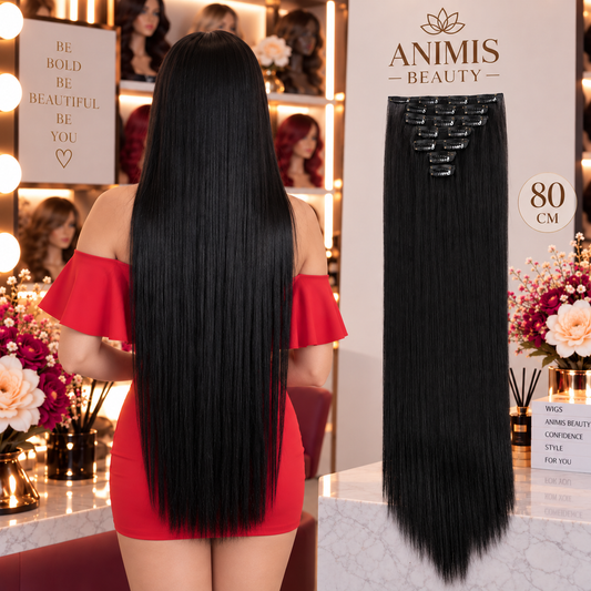 Extensii par Negre, drepte, 80 cm