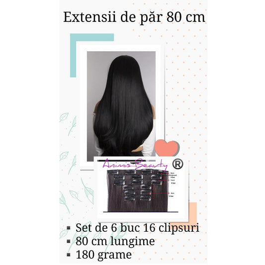 Extensii par Negre, drepte, 80 cm