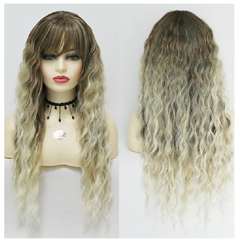 Peruca Ombre Blond, lunga creata, cu breton, 65 cm