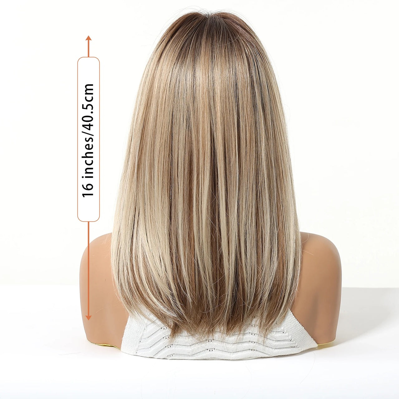 Peruca Blond cenusiu suvitat, par mediu drept, cu breton, 40 cm