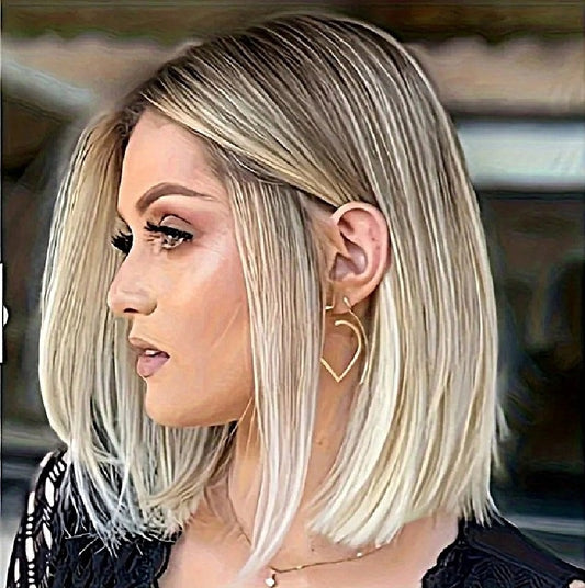 Peruca Blond suvitat, par bob drept, fara breton, 36 cm