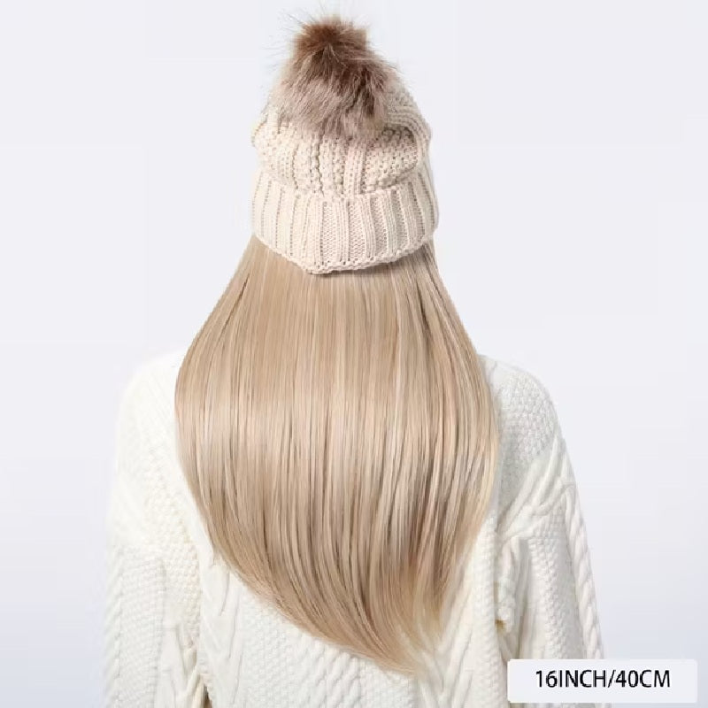 Peruca Blond cenusiu tip caciula, par lung si drept, 40 cm