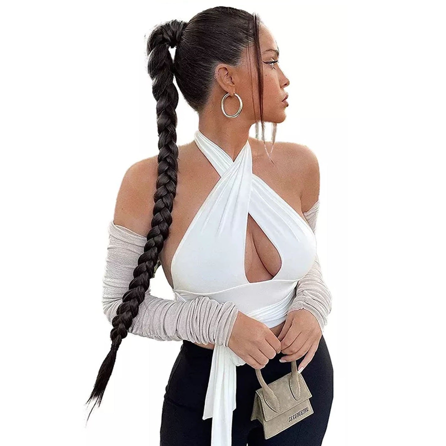 Coada par NEAGRA 76 cm, pentru impletit