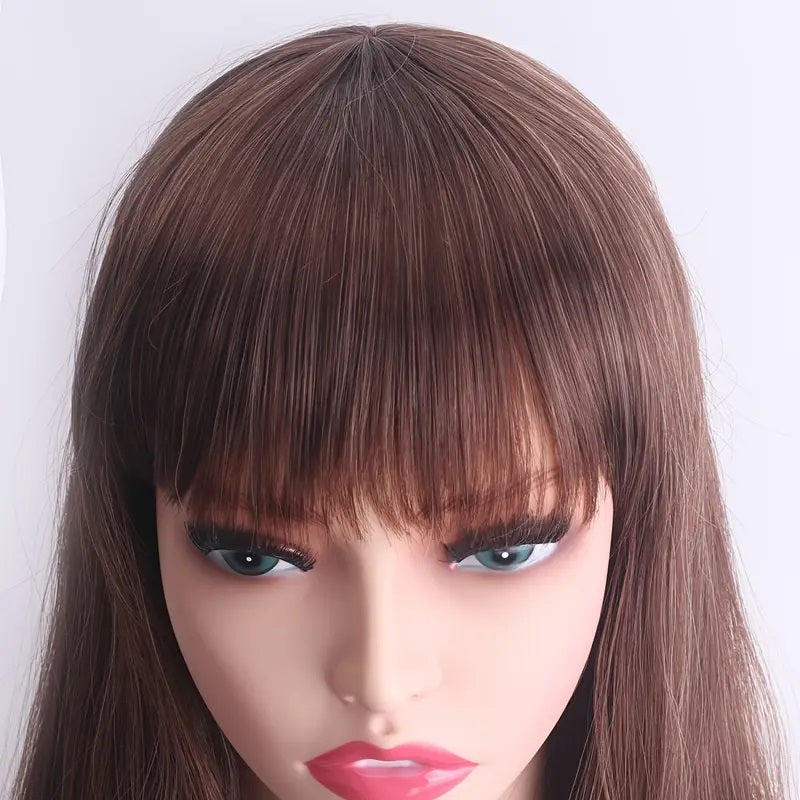 Peruca Lila, par lung drept, cu breton, 60 cm