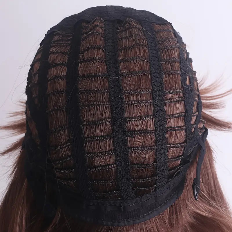 Peruca Lila, par lung drept, cu breton, 60 cm