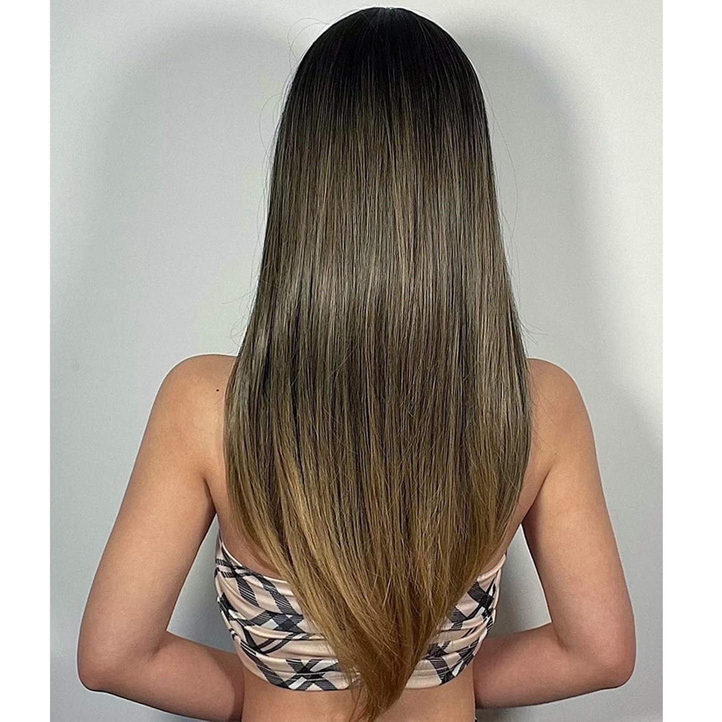 Peruca SATEN Ombre, par lung drept, cu breton, 60 cm