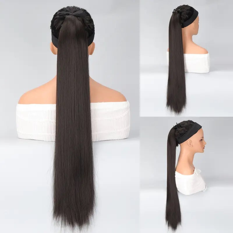 Coada par Saten, 80 cm, dreapta, cu 2 panglici
