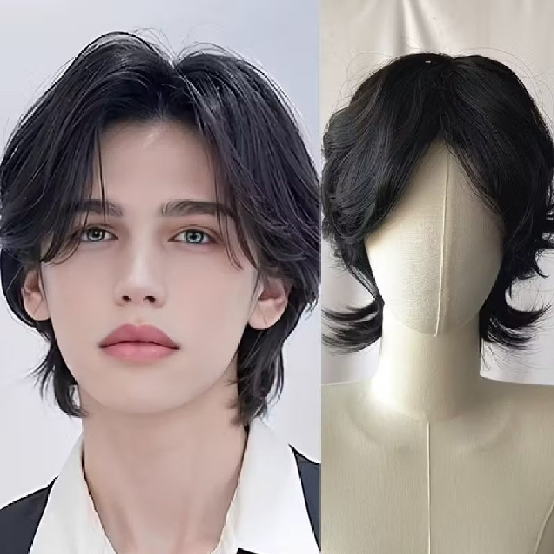 Peruca NEAGRA pentru barbati stil K-Pop