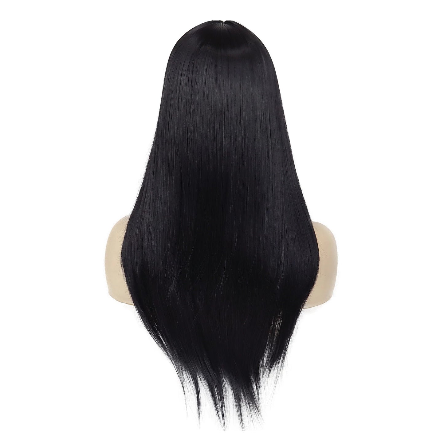 Peruca Neagra fara breton, par lung drept, 65 cm