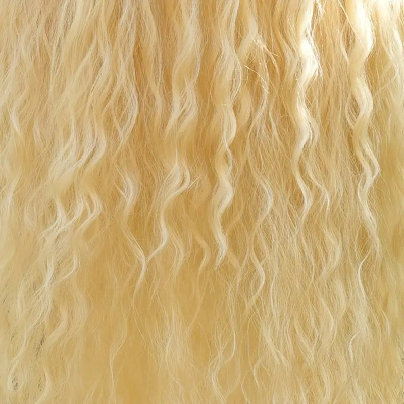Peruca creata Blond auriu, foarte lunga, cu breton, 110 cm