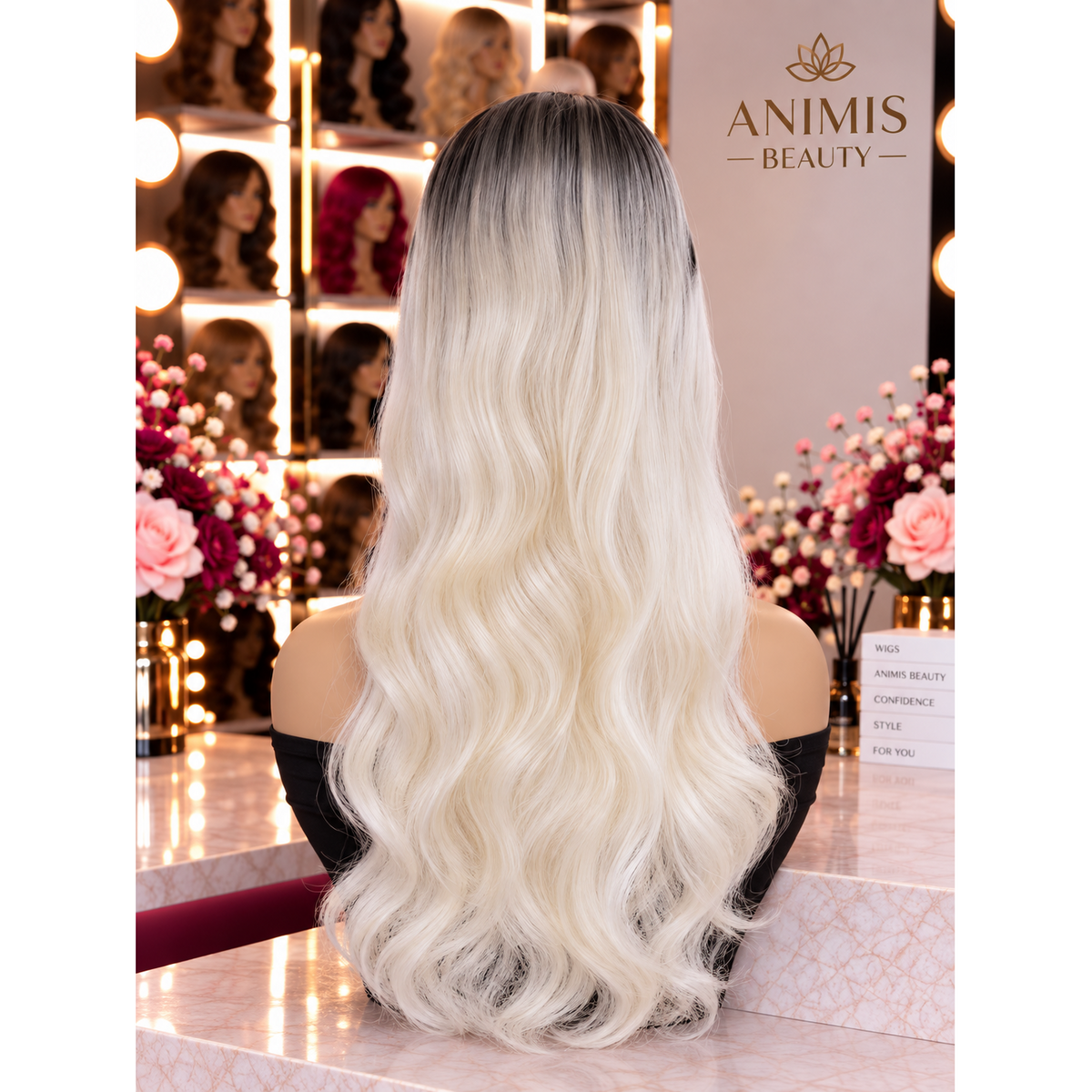 Peruca Blond Alb pentru Cosplay Halloween, par lung ondulat, fara breton, 70 cm