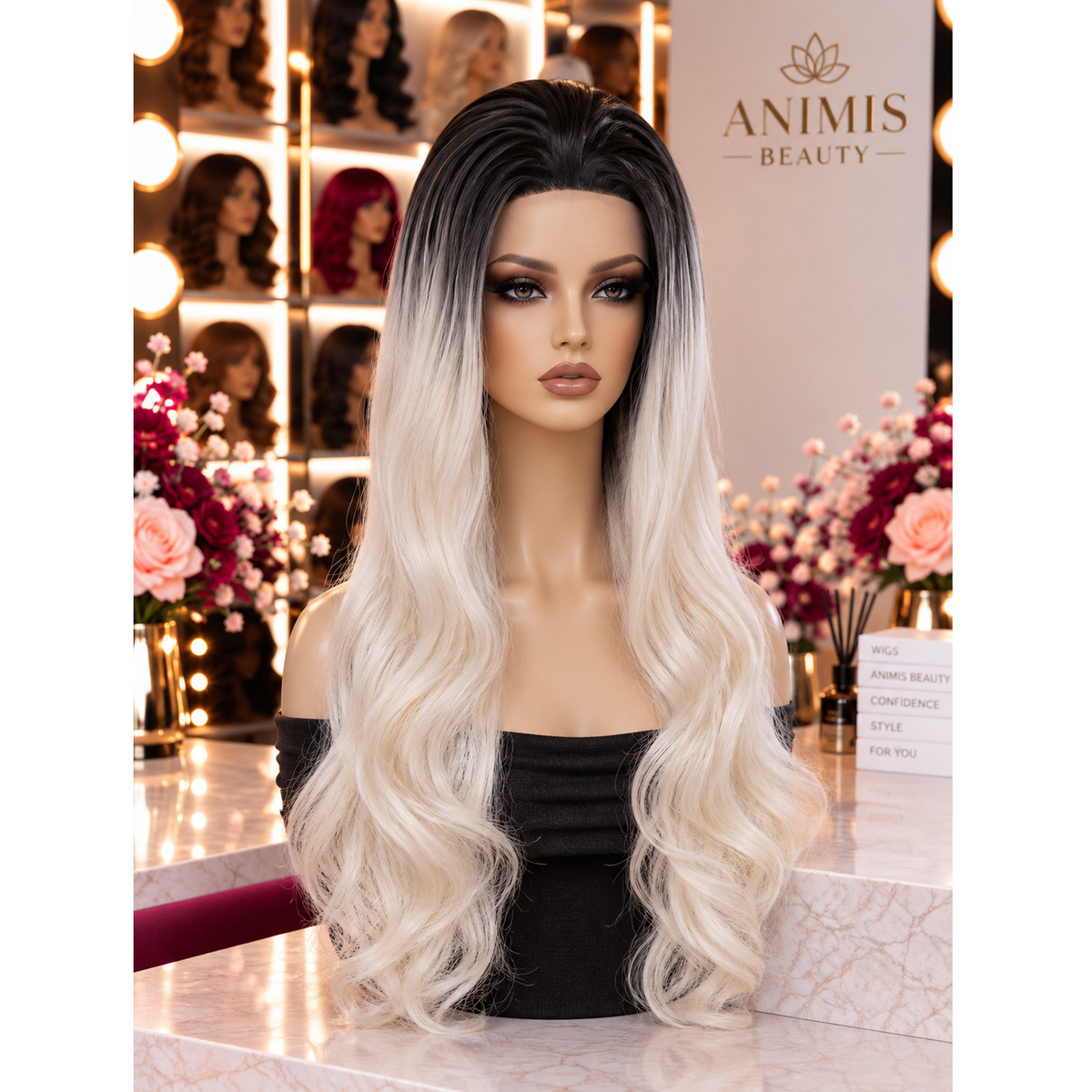 Peruca Blond Alb pentru Cosplay Halloween, par lung ondulat, fara breton, 70 cm