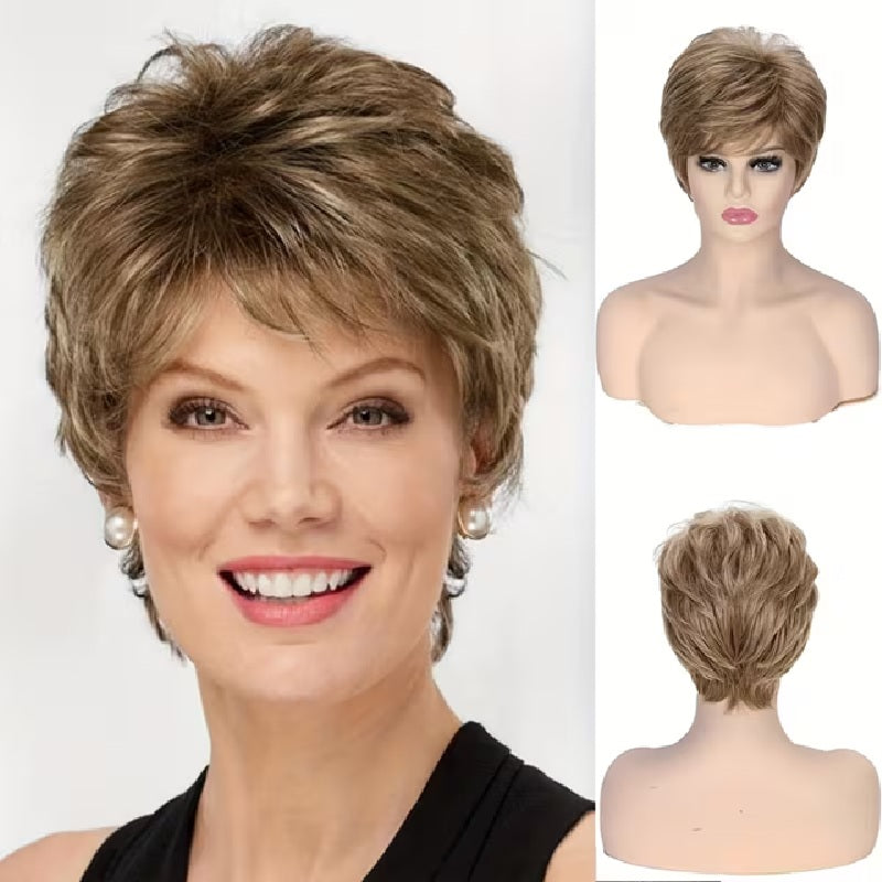 Peruca scurta Blond inchis, par drept
