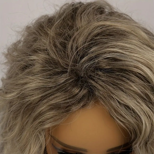 Peruca Gri Ombre Blond lunga, creata, fara breton, 70 cm