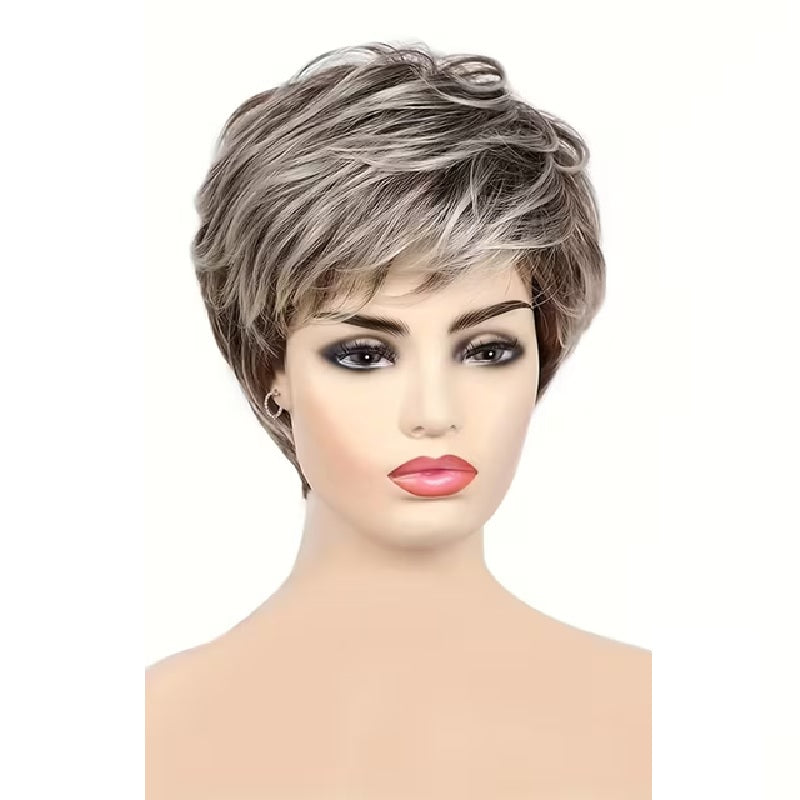 Peruca scurta Blond Gri suvitat, par drept