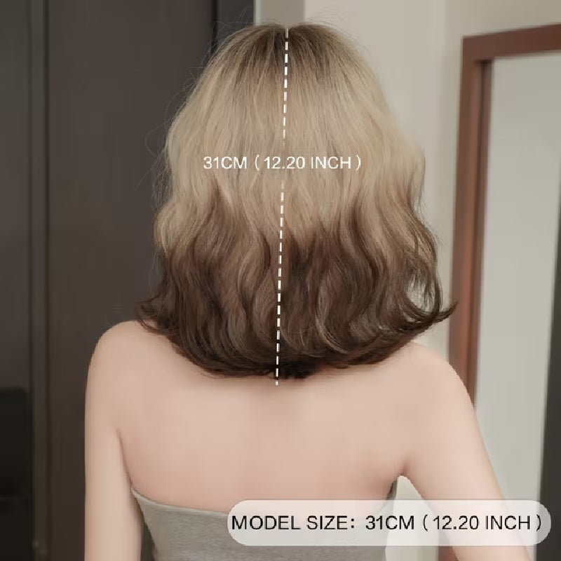 Peruca bob BLOND cu MARO par ondulat, cu breton, 30 cm