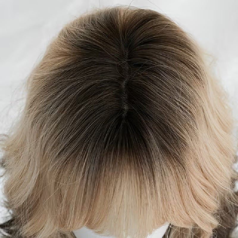 Peruca bob BLOND cu MARO par ondulat, cu breton, 30 cm