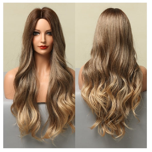 Peruca Blond Miere, par lung ondulat, fara breton, 65 cm