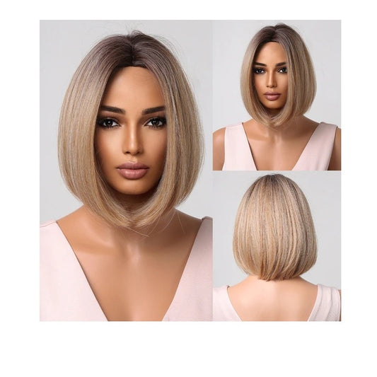 Peruca Blond Miere, model bob, par drept, fara breton