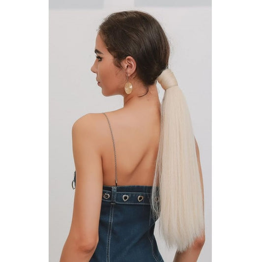 Coada par Blond platinat dreapta, cu suvita laterala