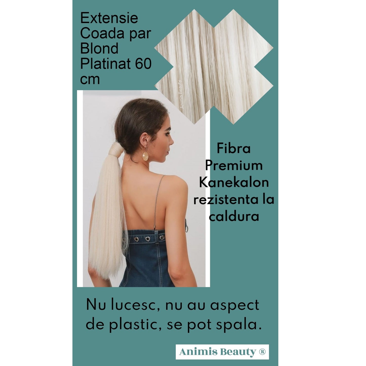Coada par Blond platinat dreapta, cu suvita laterala
