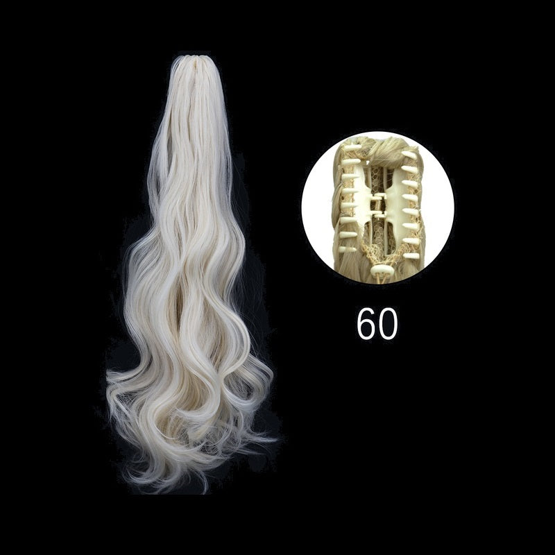 Coada par Blond Platinat ondulata cu cleste